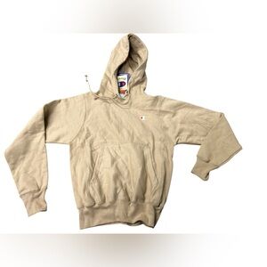 Champion Unisex Beige Pullover Hoodie xs Embroidered Logo‎ Kangaroo Pocket